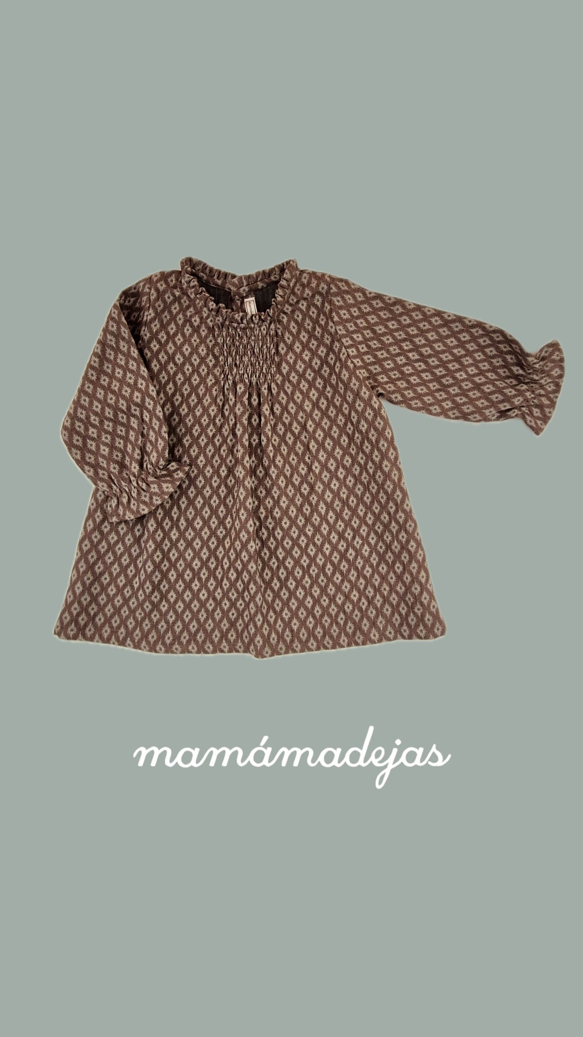 Vestido Frunces Rombo Gris