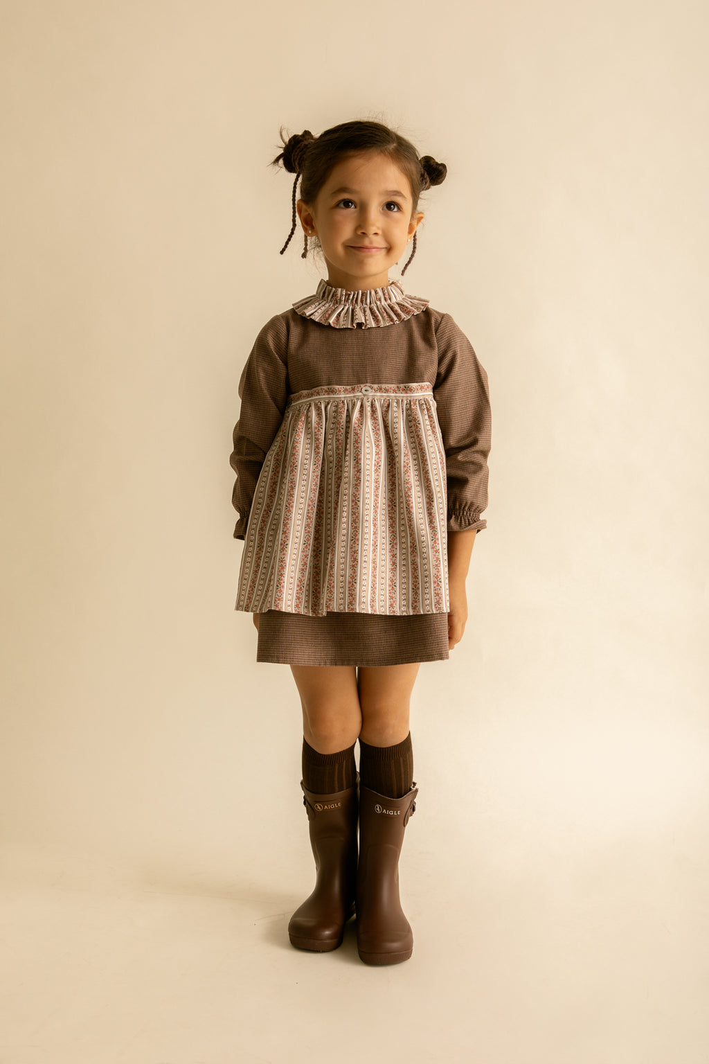 Vestido Mariola Lord Marrón y Grecas