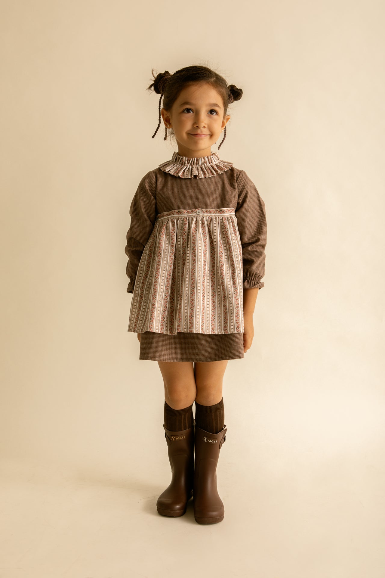 Vestido Mariola Lord Marrón y Grecas