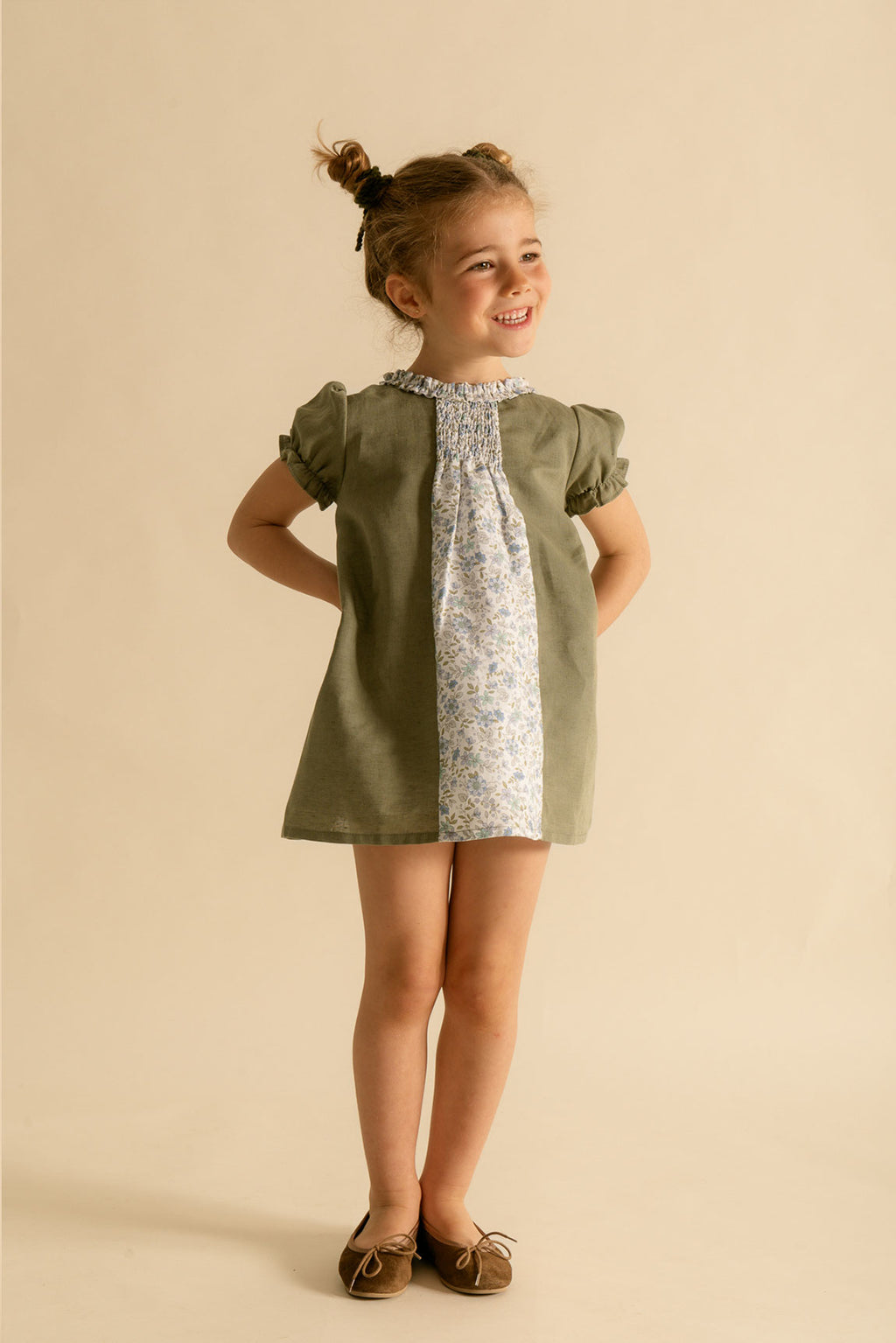 Vestido Cristina verde caza